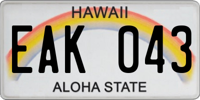 HI license plate EAK043