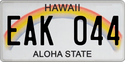 HI license plate EAK044
