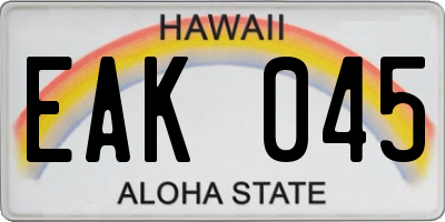 HI license plate EAK045