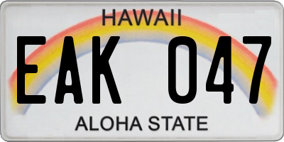 HI license plate EAK047