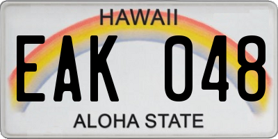 HI license plate EAK048