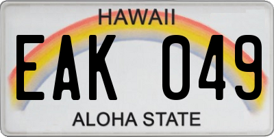 HI license plate EAK049