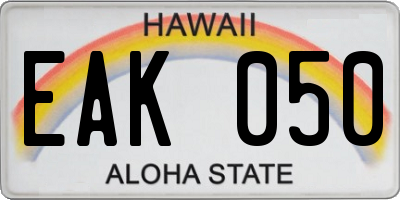 HI license plate EAK050