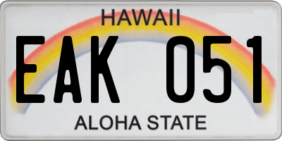 HI license plate EAK051