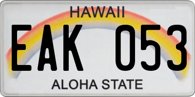 HI license plate EAK053