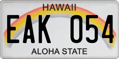 HI license plate EAK054