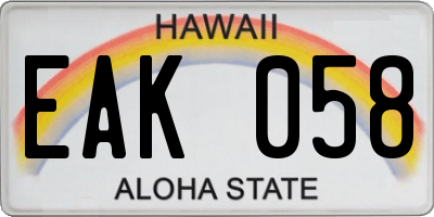 HI license plate EAK058