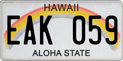 HI license plate EAK059