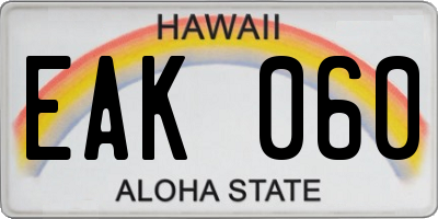 HI license plate EAK060