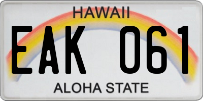 HI license plate EAK061