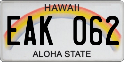 HI license plate EAK062