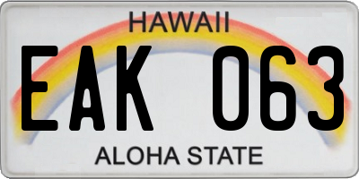 HI license plate EAK063