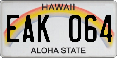 HI license plate EAK064