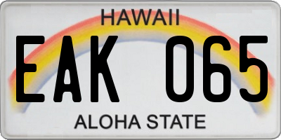 HI license plate EAK065