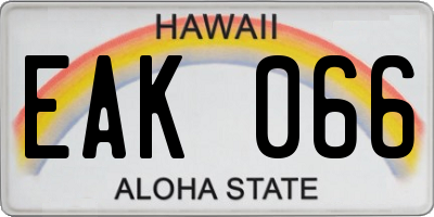 HI license plate EAK066