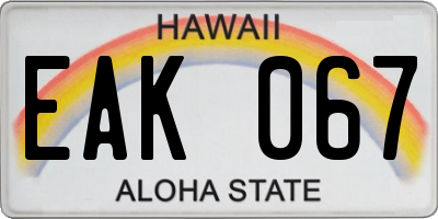 HI license plate EAK067