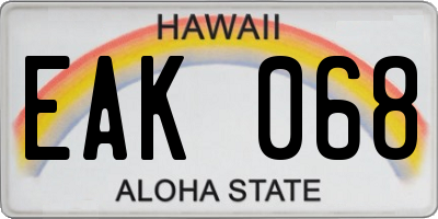 HI license plate EAK068