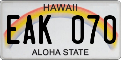 HI license plate EAK070