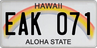 HI license plate EAK071