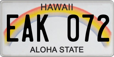 HI license plate EAK072