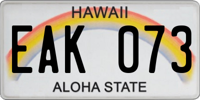 HI license plate EAK073