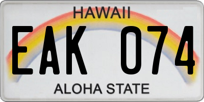 HI license plate EAK074