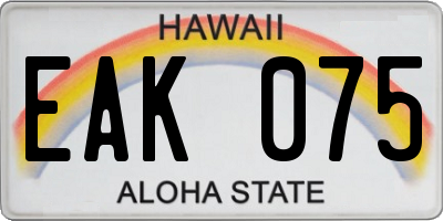 HI license plate EAK075
