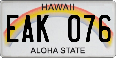 HI license plate EAK076