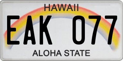 HI license plate EAK077