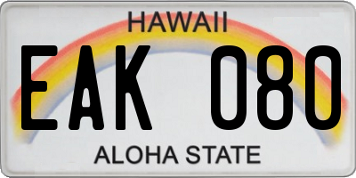 HI license plate EAK080