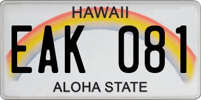 HI license plate EAK081