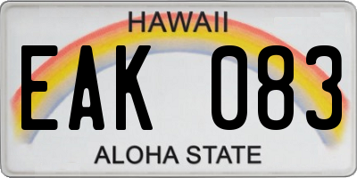 HI license plate EAK083