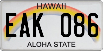 HI license plate EAK086