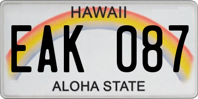HI license plate EAK087