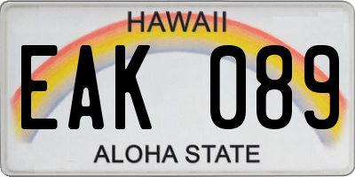 HI license plate EAK089