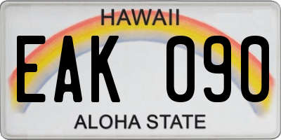 HI license plate EAK090