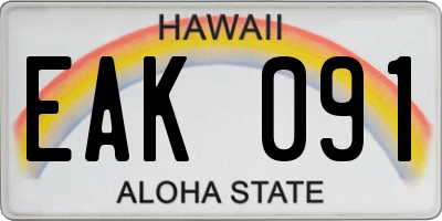 HI license plate EAK091