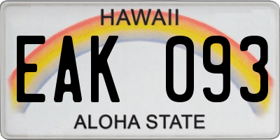 HI license plate EAK093