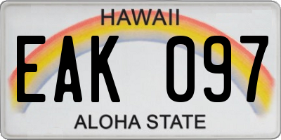 HI license plate EAK097