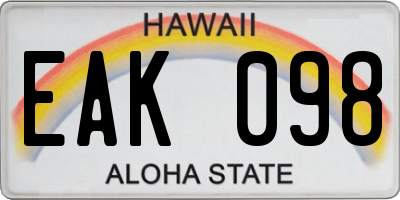 HI license plate EAK098