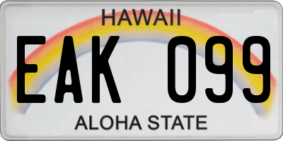 HI license plate EAK099