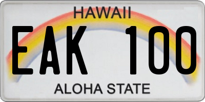 HI license plate EAK100