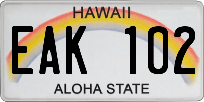 HI license plate EAK102