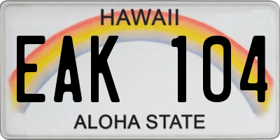 HI license plate EAK104