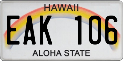 HI license plate EAK106