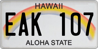 HI license plate EAK107