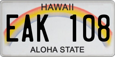HI license plate EAK108