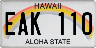 HI license plate EAK110