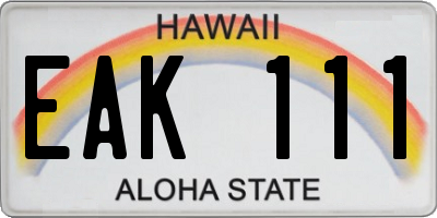 HI license plate EAK111