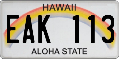 HI license plate EAK113